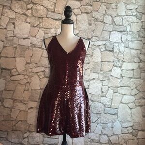 Adelyn Rae Red Sequin Backless Mini romper